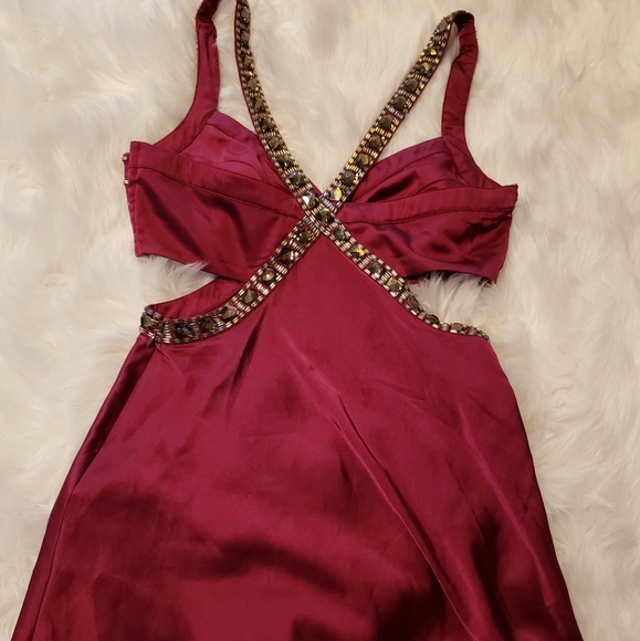 Bebe Gem embellished Satin purple top XS - Picture 3 of 6